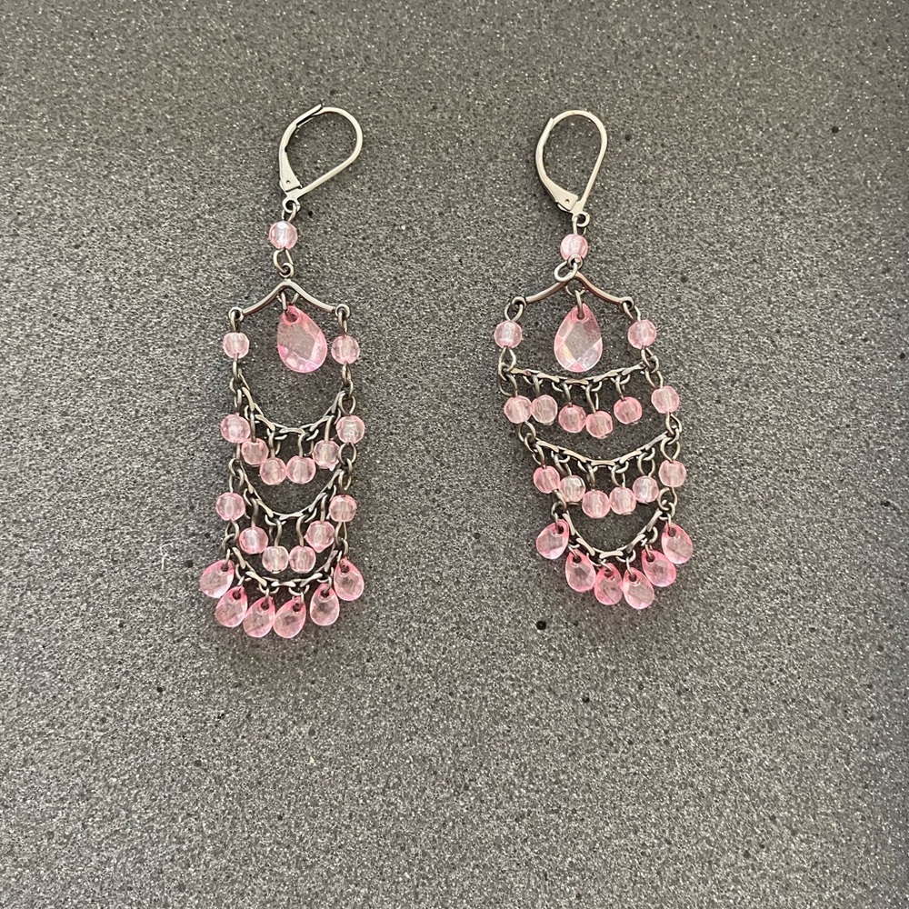 Pink & silver earrings. Used/good conditions
